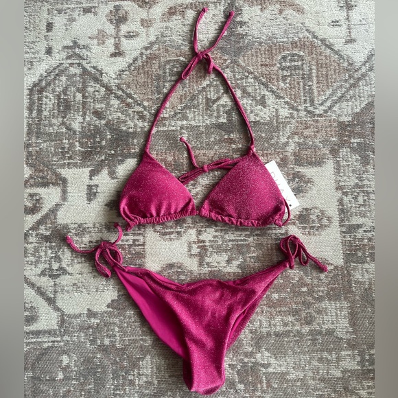 Shimmering Hot Pink Bikini Set - Picture 1 of 5